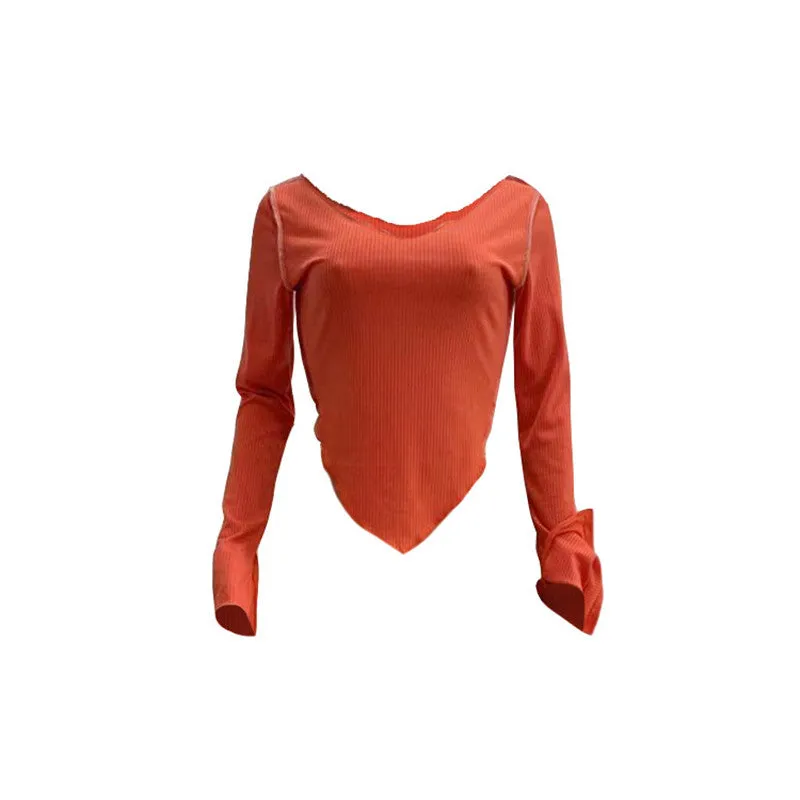 (30 Pieces) Women Fashion V-Neck Off-Shoulder Irregular Hem Crop Tops