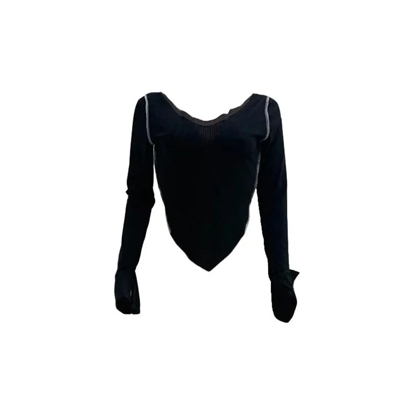 (30 Pieces) Women Fashion V-Neck Off-Shoulder Irregular Hem Crop Tops