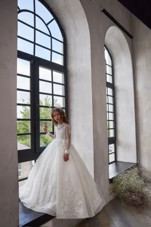 3234 Girls White Sparkly Princess Dress for Weddings