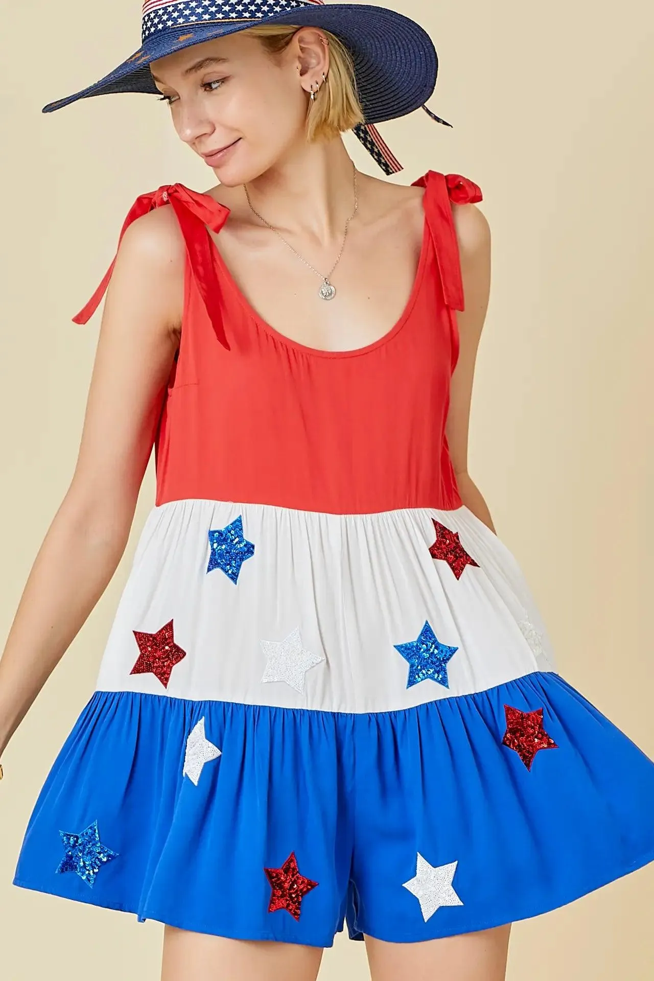 4th of July Color Block Romper