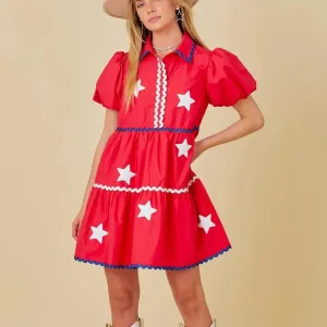 4th of July Ric Rac Trim Dress