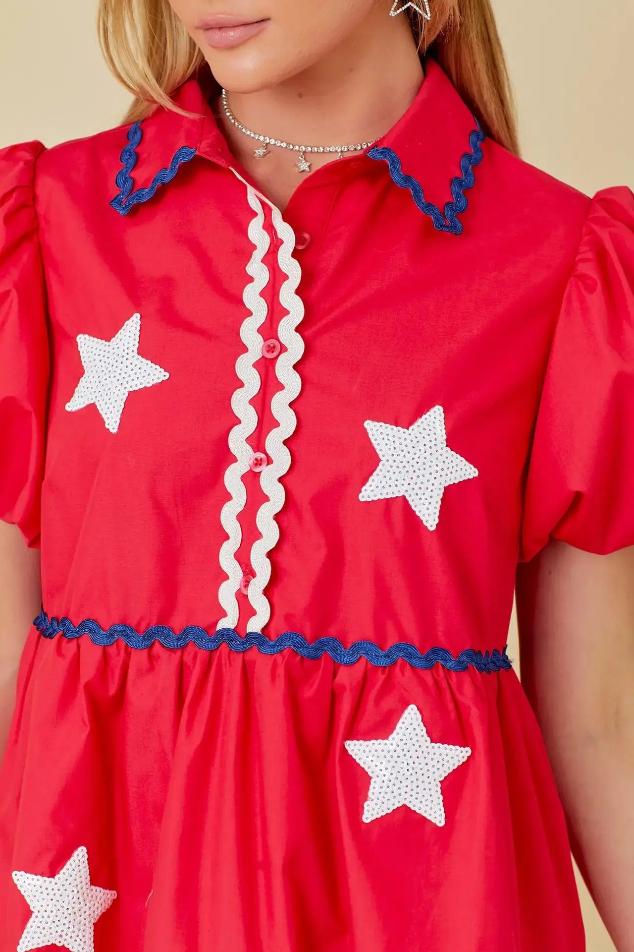 4th of July Ric Rac Trim Dress