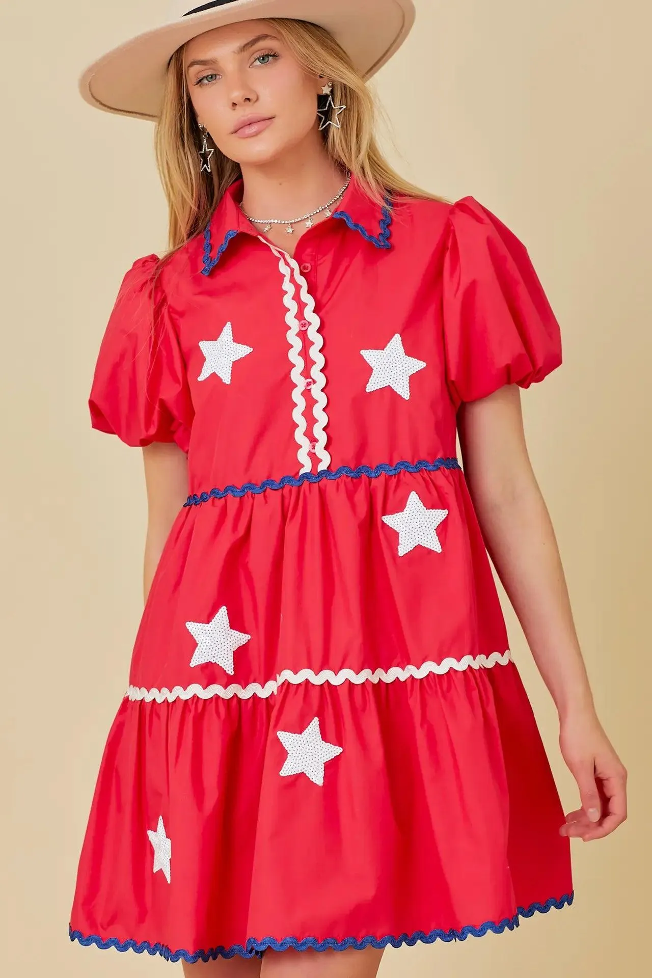 4th of July Ric Rac Trim Dress