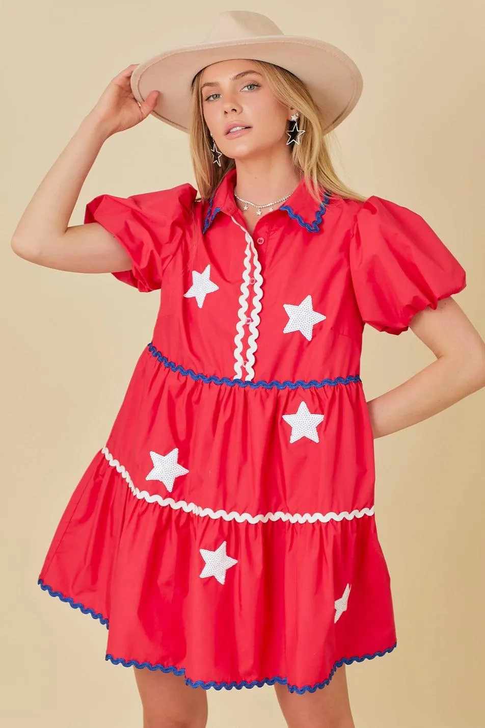 4th of July Ric Rac Trim Dress