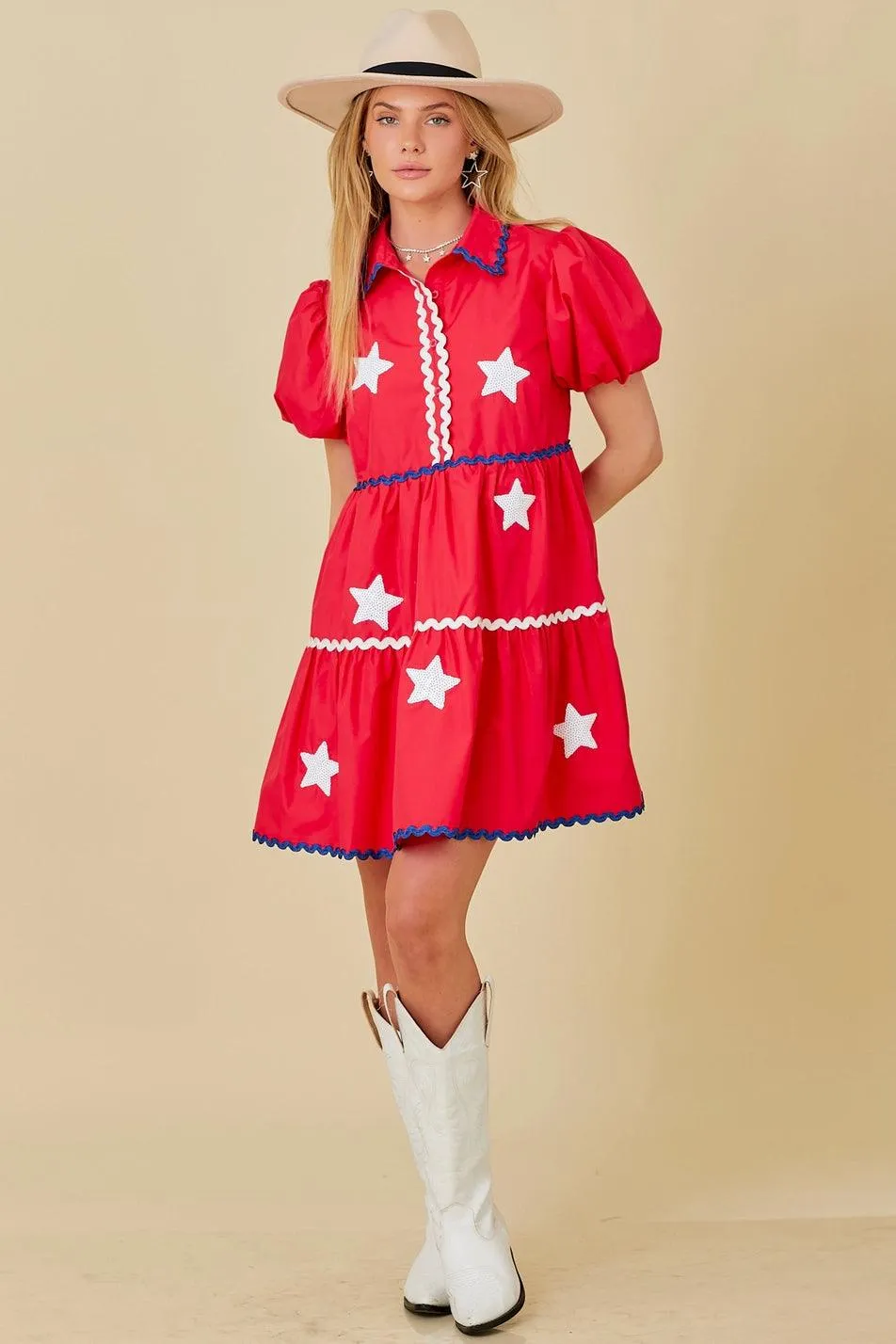 4th of July Ric Rac Trim Dress