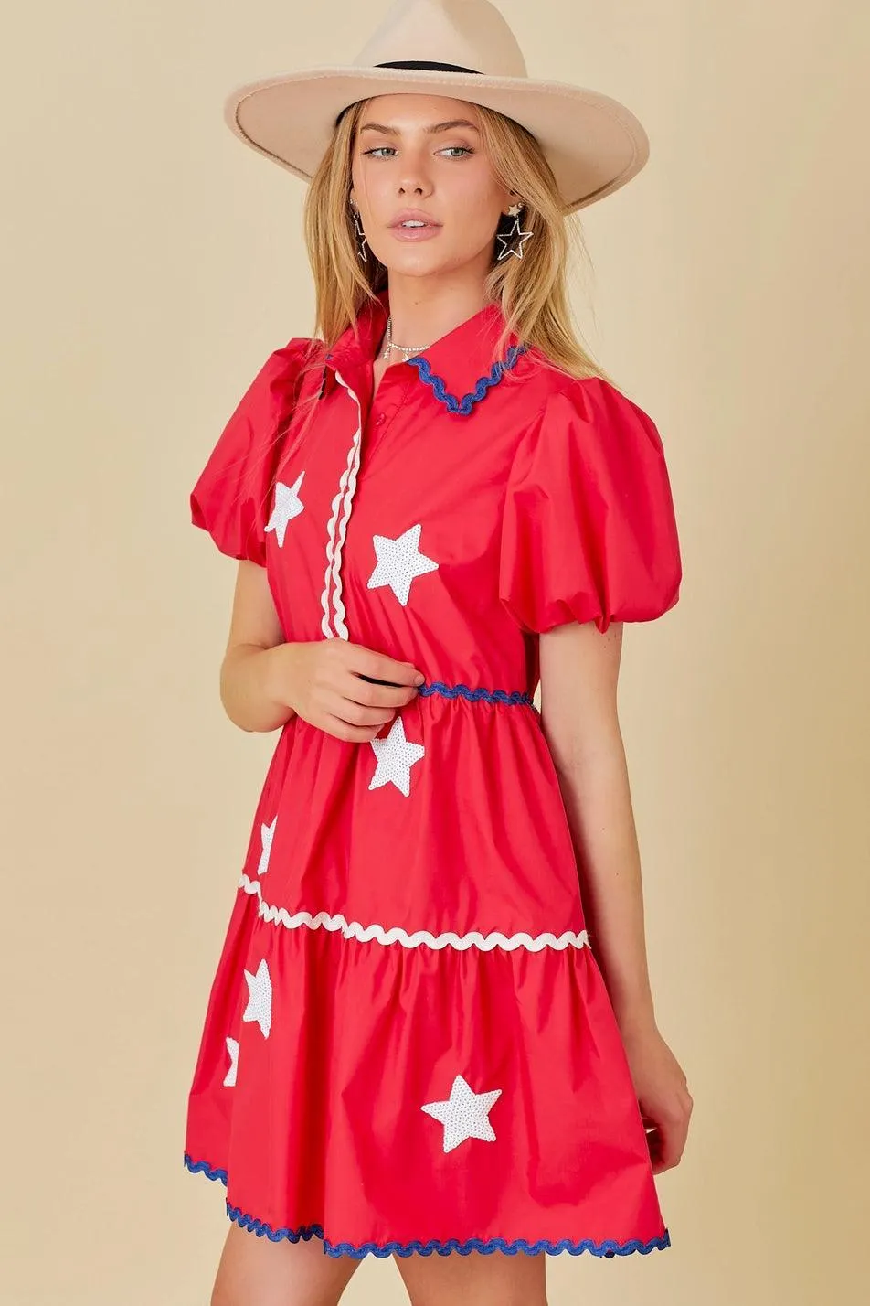 4th of July Ric Rac Trim Dress