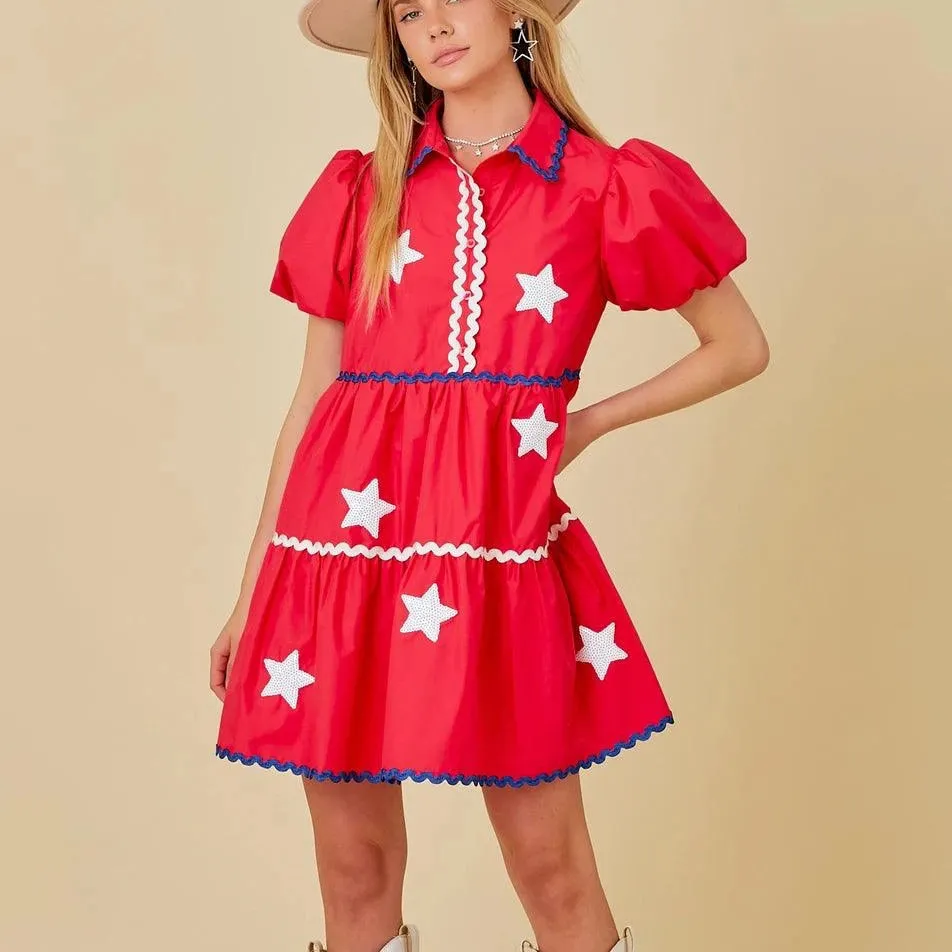 4th of July Ric Rac Trim Dress