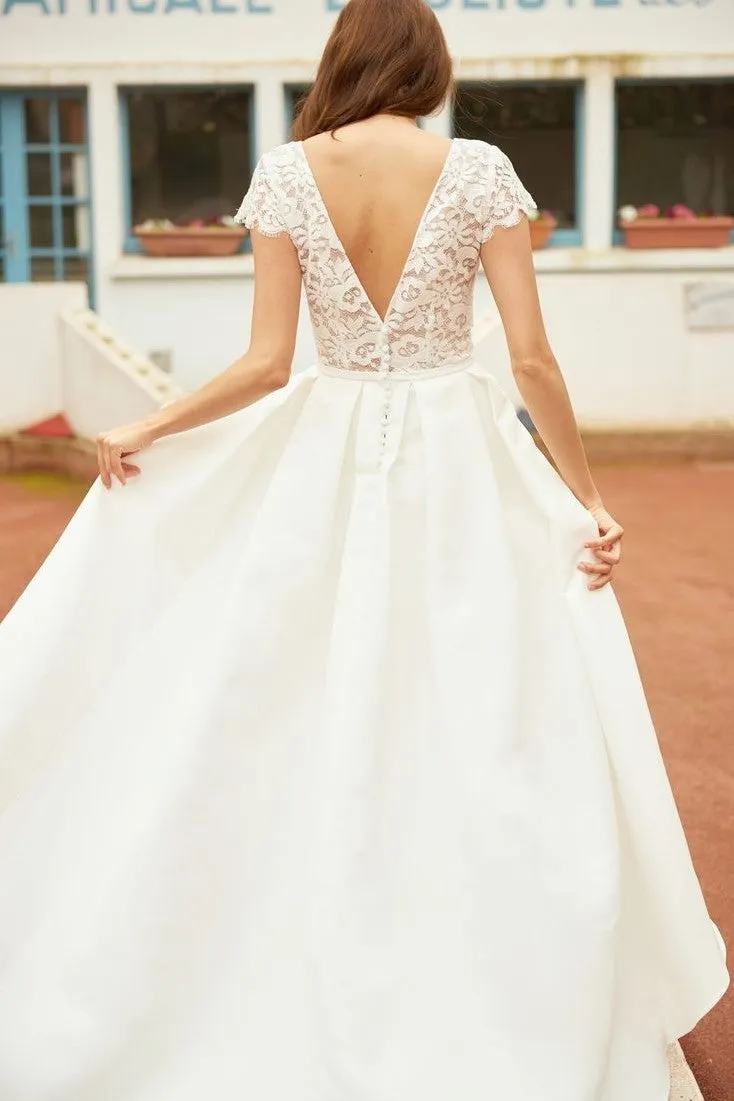 A-line Hi-lo Bride Dresses with Satin Box Pleats