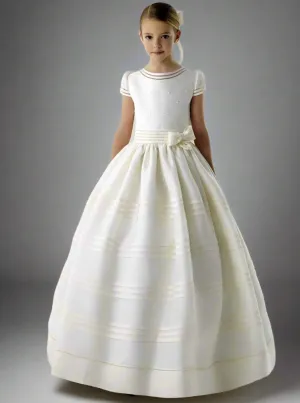 A Step Above Pearled Belt Communion Gown