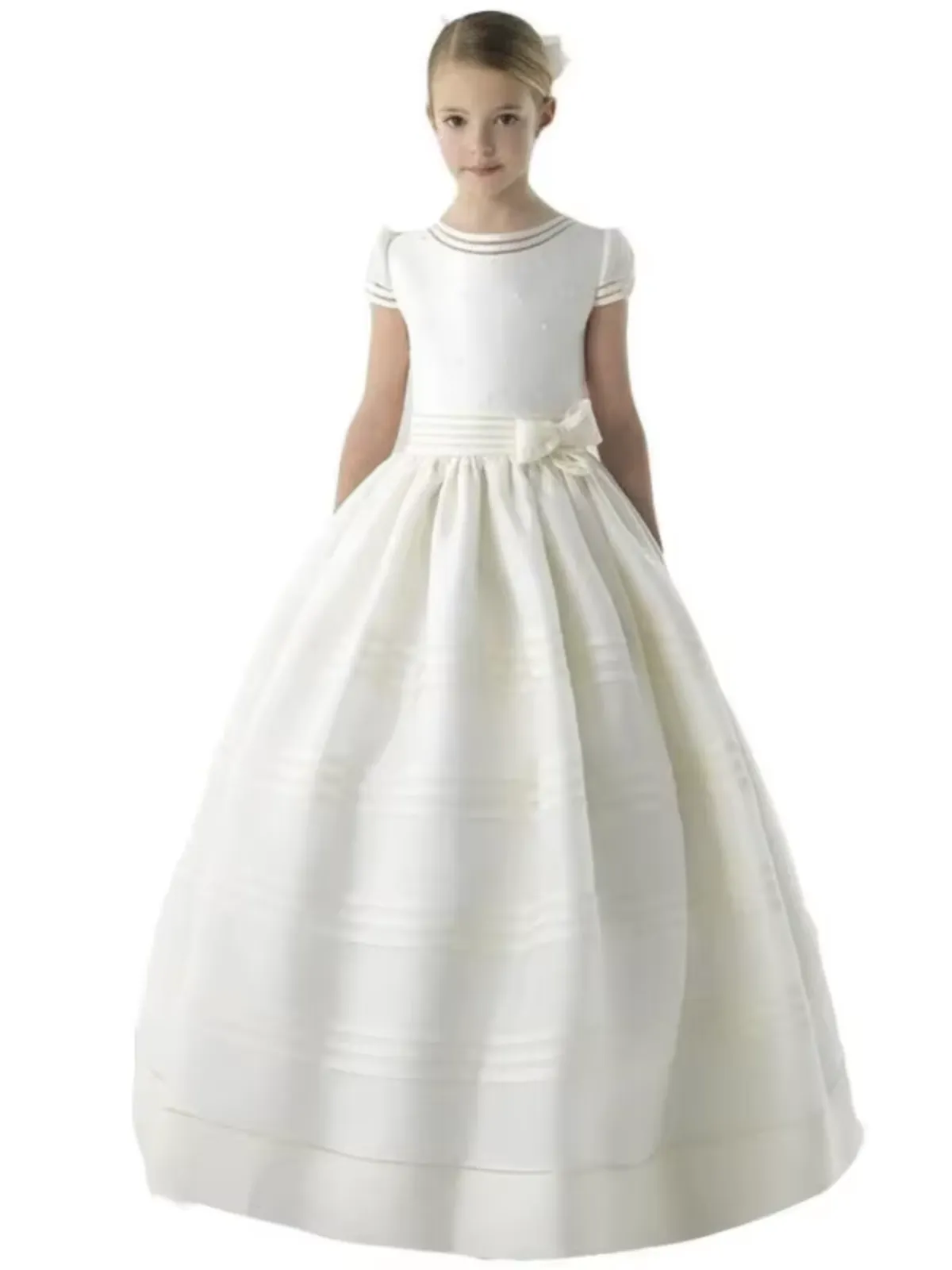 A Step Above Pearled Belt Communion Gown
