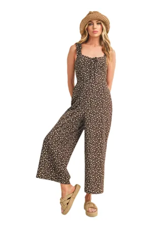 Aemi   Co Floral Sweetheart Neck Wide Leg Jumpsuit