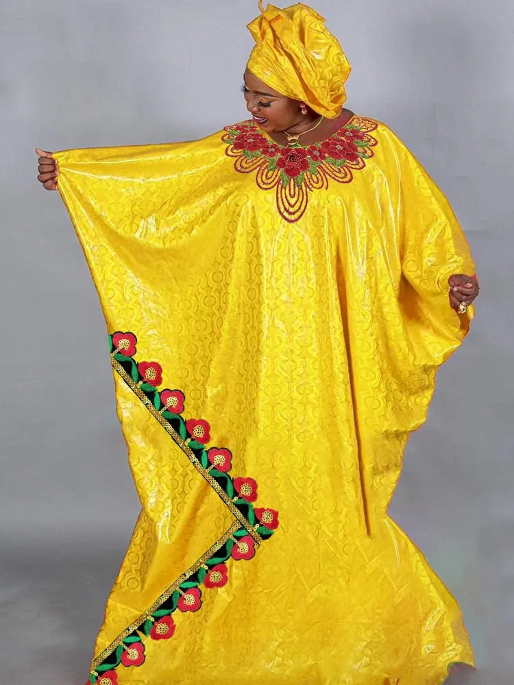 African Wedding Party Clothing Original Bazin Riche Materia Long Dresses Ceremony Evening Gowns Free Size Bazin Dahiki Robe