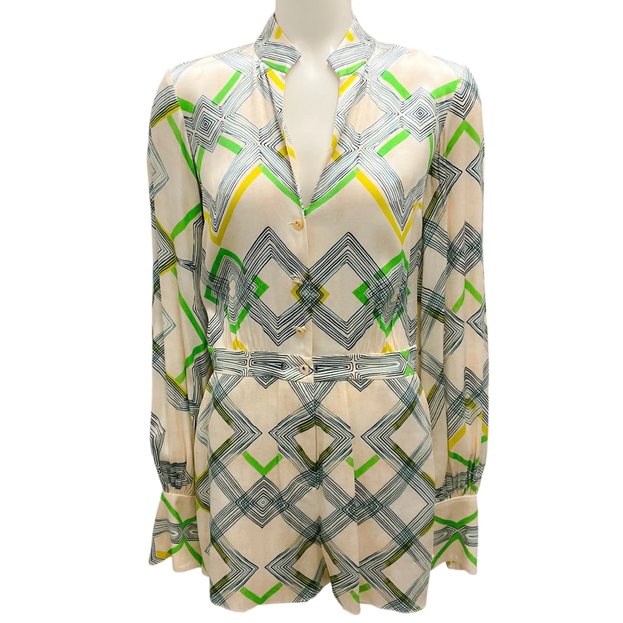 Alexis Green / Linear Cream Ramsey Romper