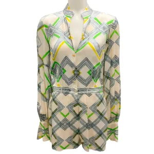 Alexis Green / Linear Cream Ramsey Romper