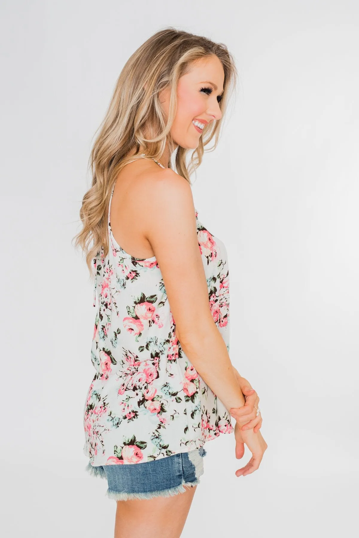 Always & Forever Floral Crochet Tank Top- Ivory