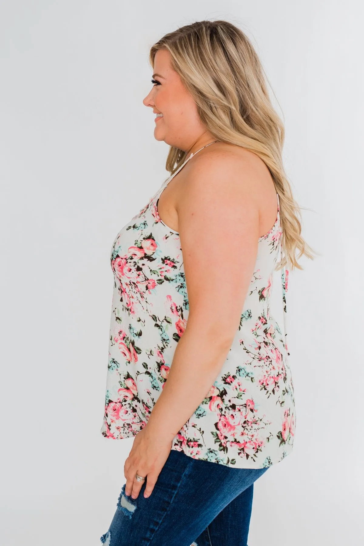 Always & Forever Floral Crochet Tank Top- Ivory
