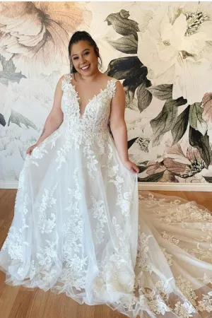 Appliqued Tulle Big Size Wedding Gowns for Women
