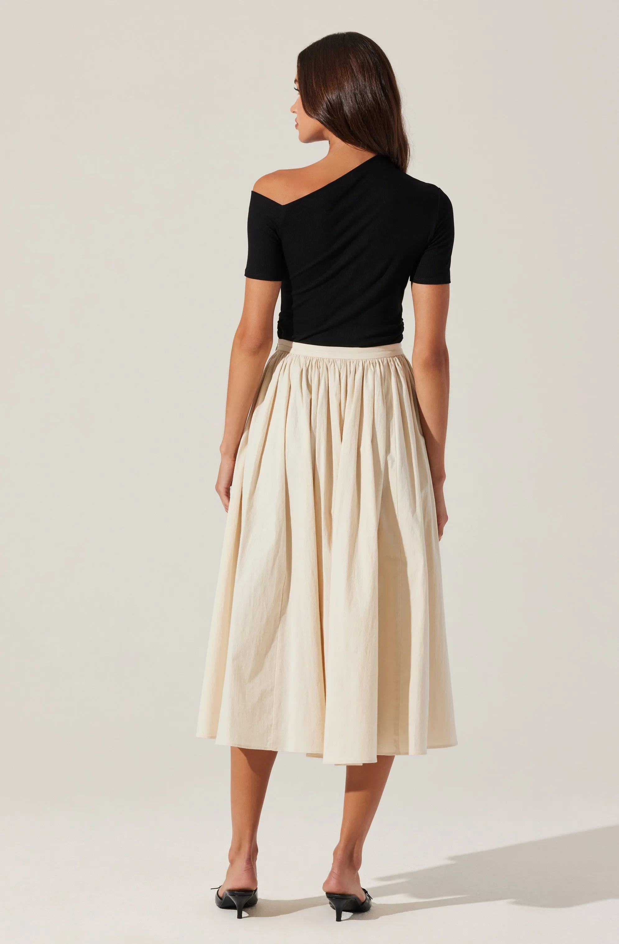 Ash Ribbed Off Shoulder Top