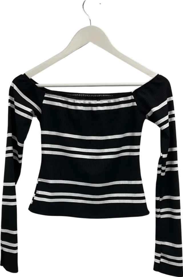 ASOS Black Striped Off The Shoulder Top UK S