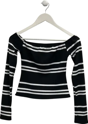 ASOS Black Striped Off The Shoulder Top UK S