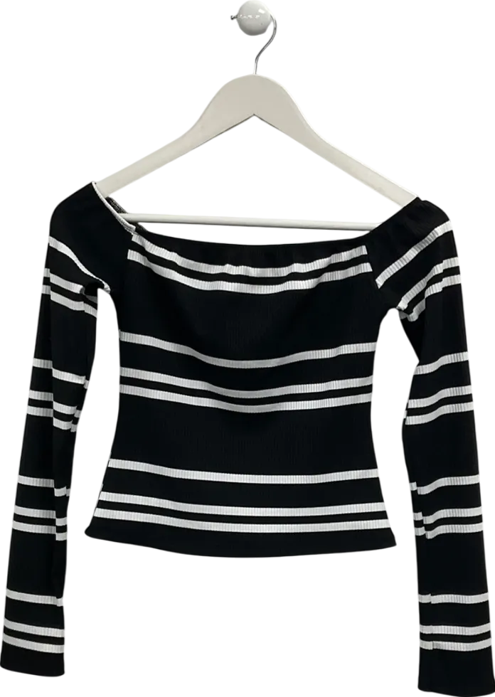ASOS Black Striped Off The Shoulder Top UK S