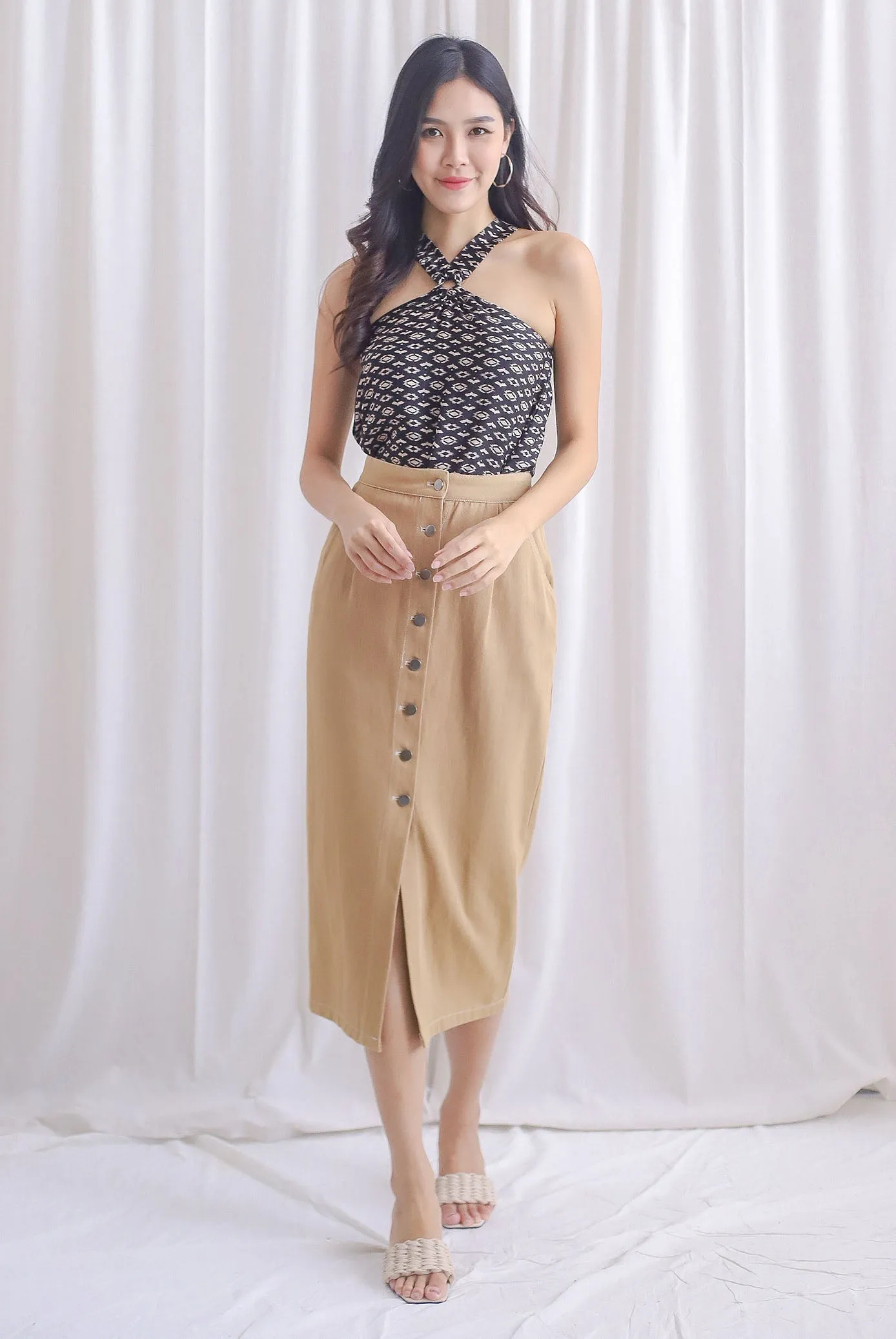 Atticus Halter Loop Top In Black Tribes