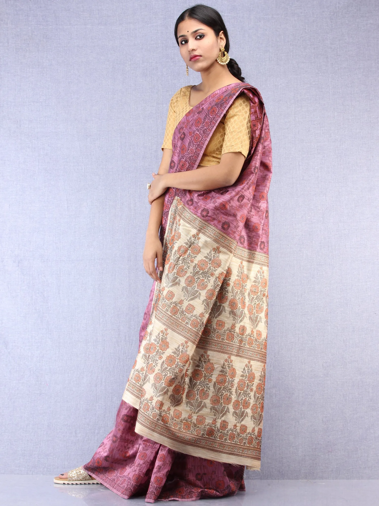 Banarasee Art Silk Saree With Rehsam Weaving Work - Onion Pink & Ivory - S031704392