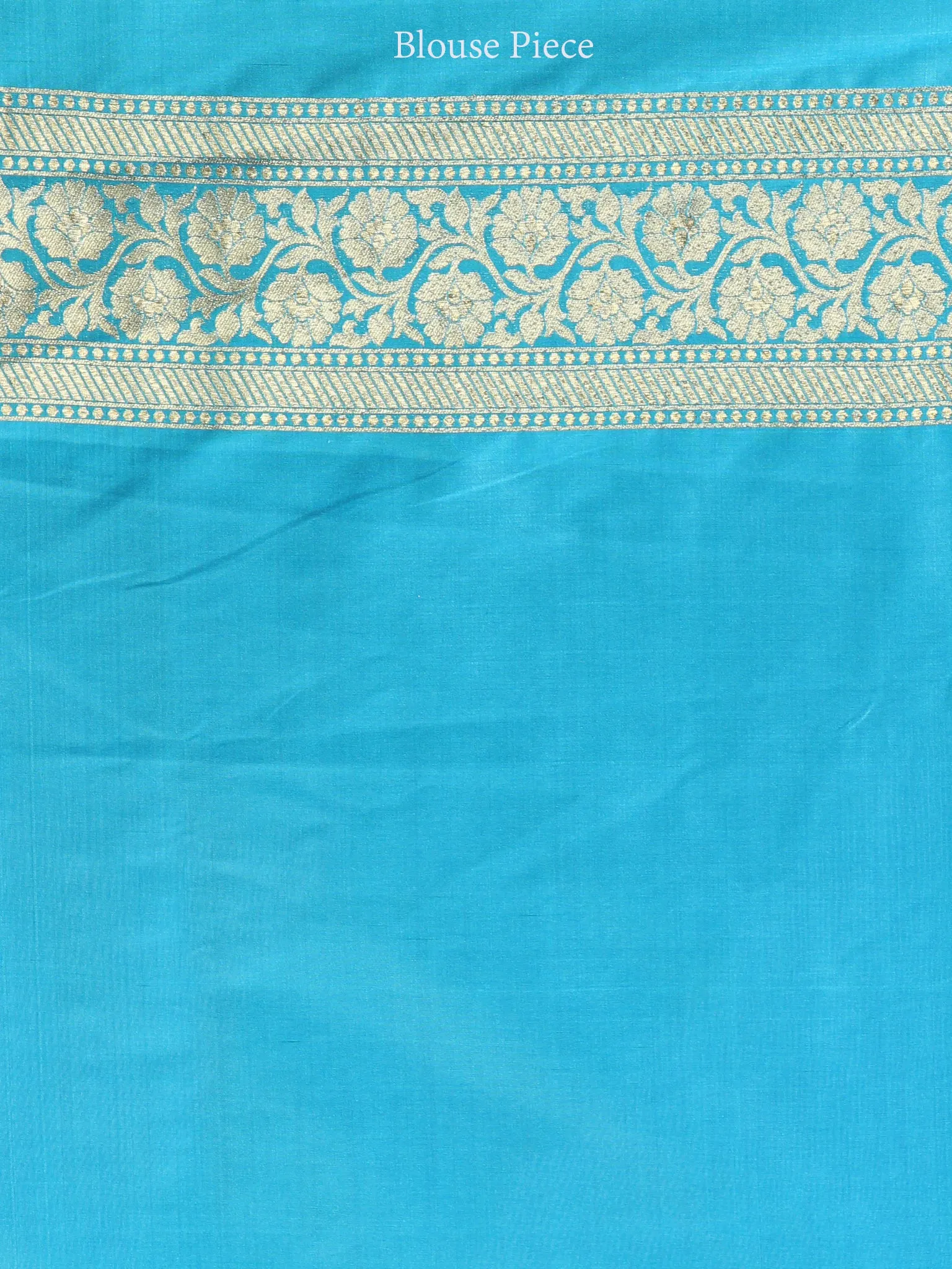Banarasee Semi Silk Saree With Zari Border - Off White Blue & Gold - S031704350