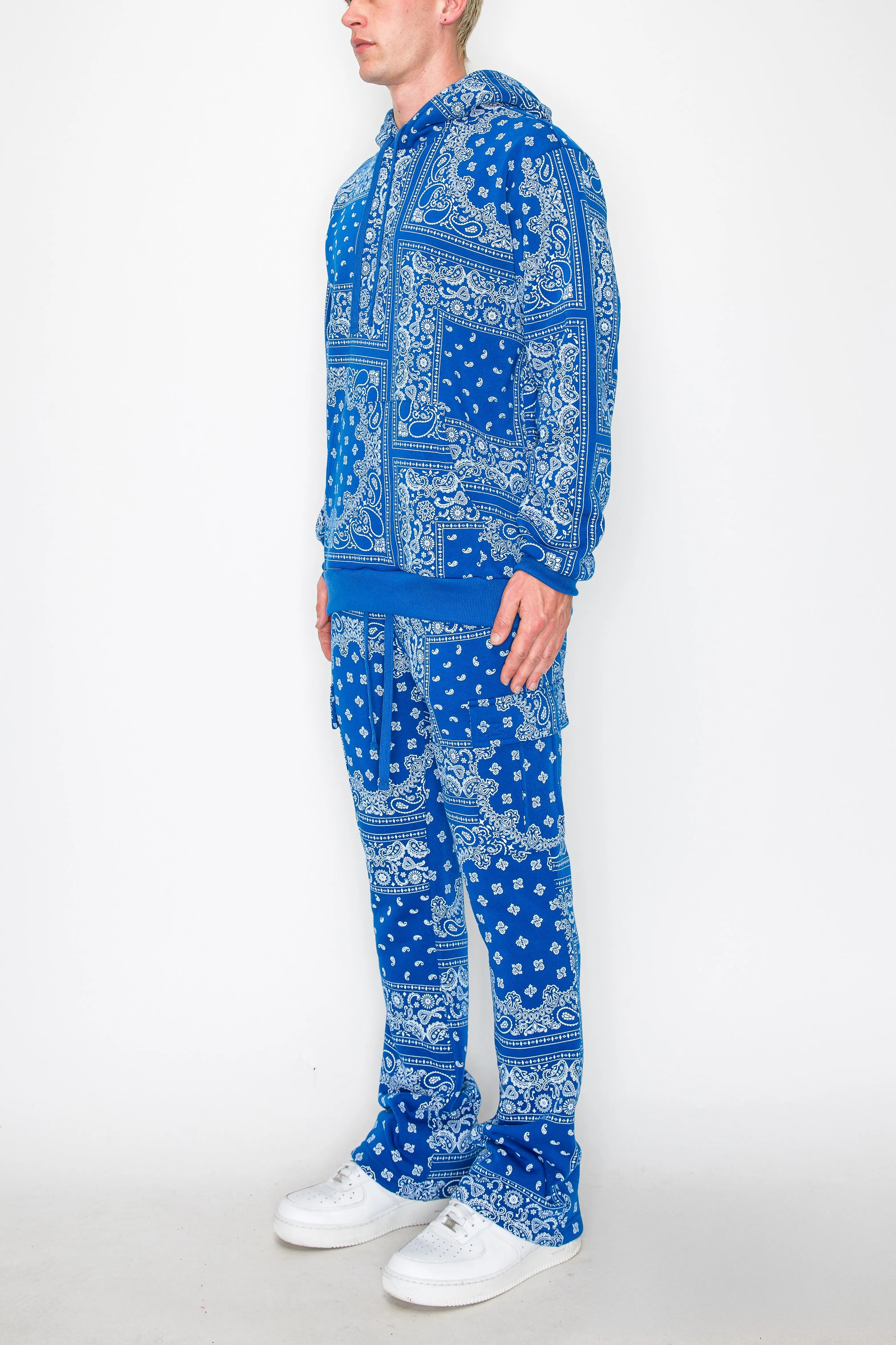 Bandana Pullover Cargo Flared Fleece Set