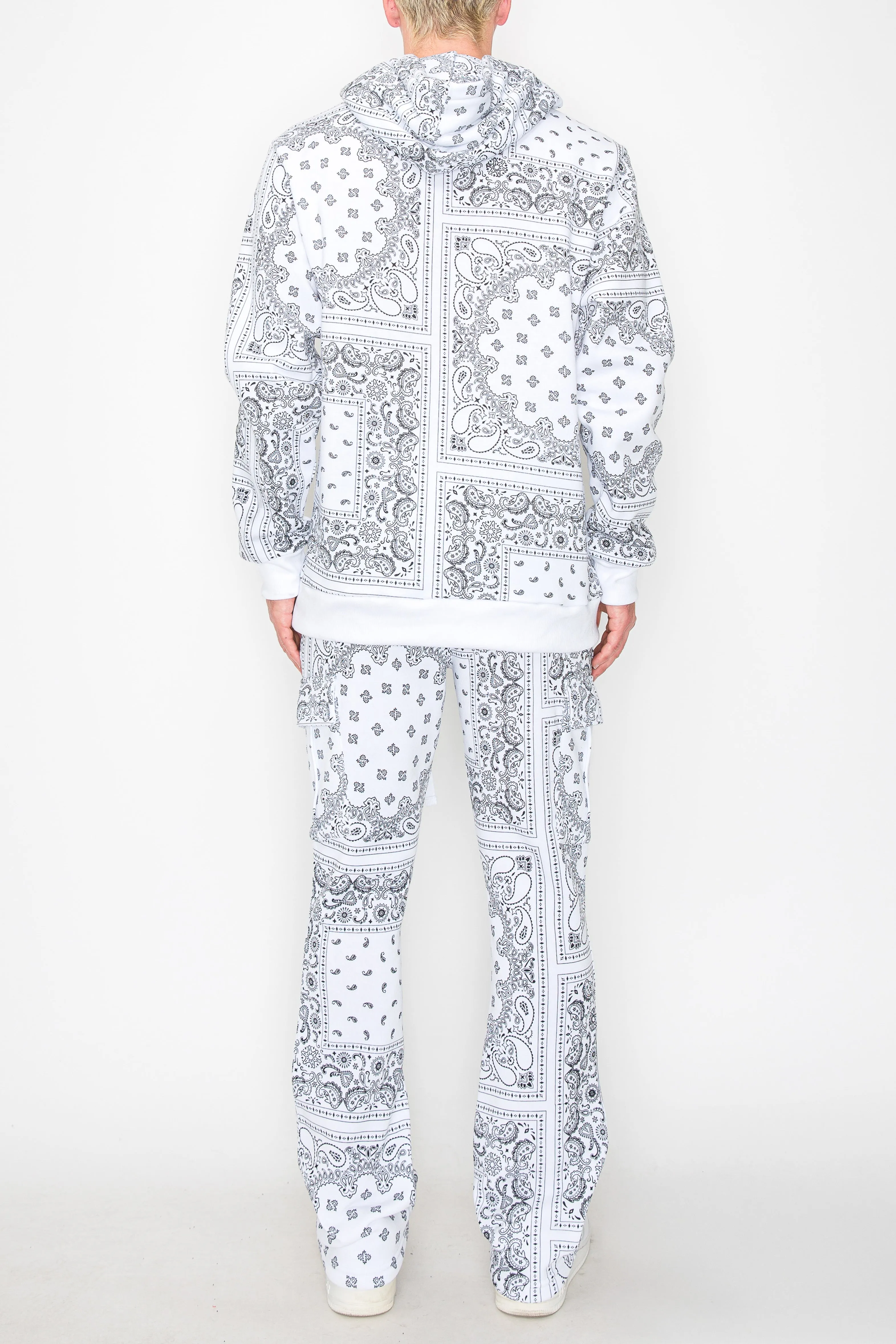 Bandana Pullover Cargo Flared Fleece Set