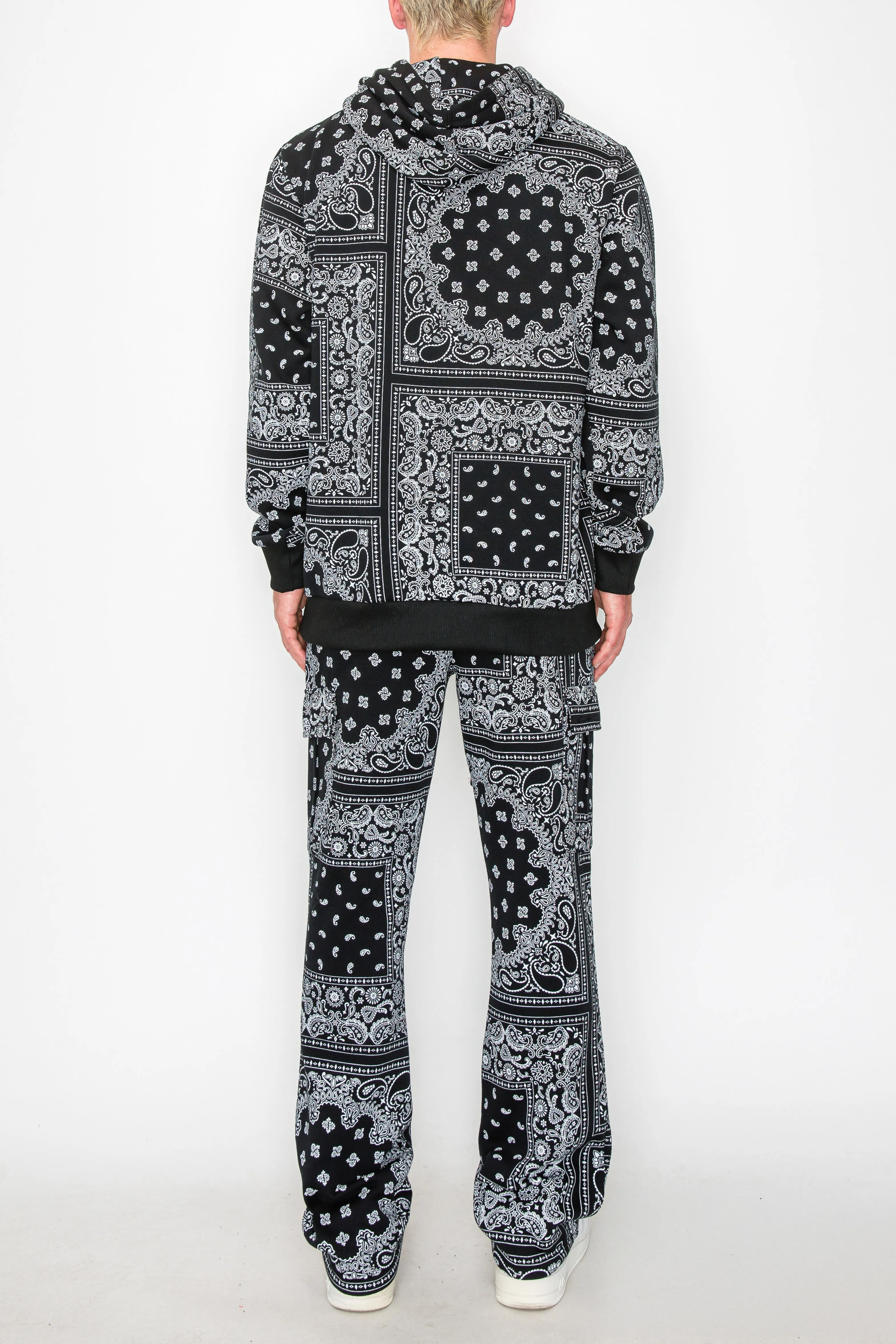 Bandana Pullover Cargo Flared Fleece Set