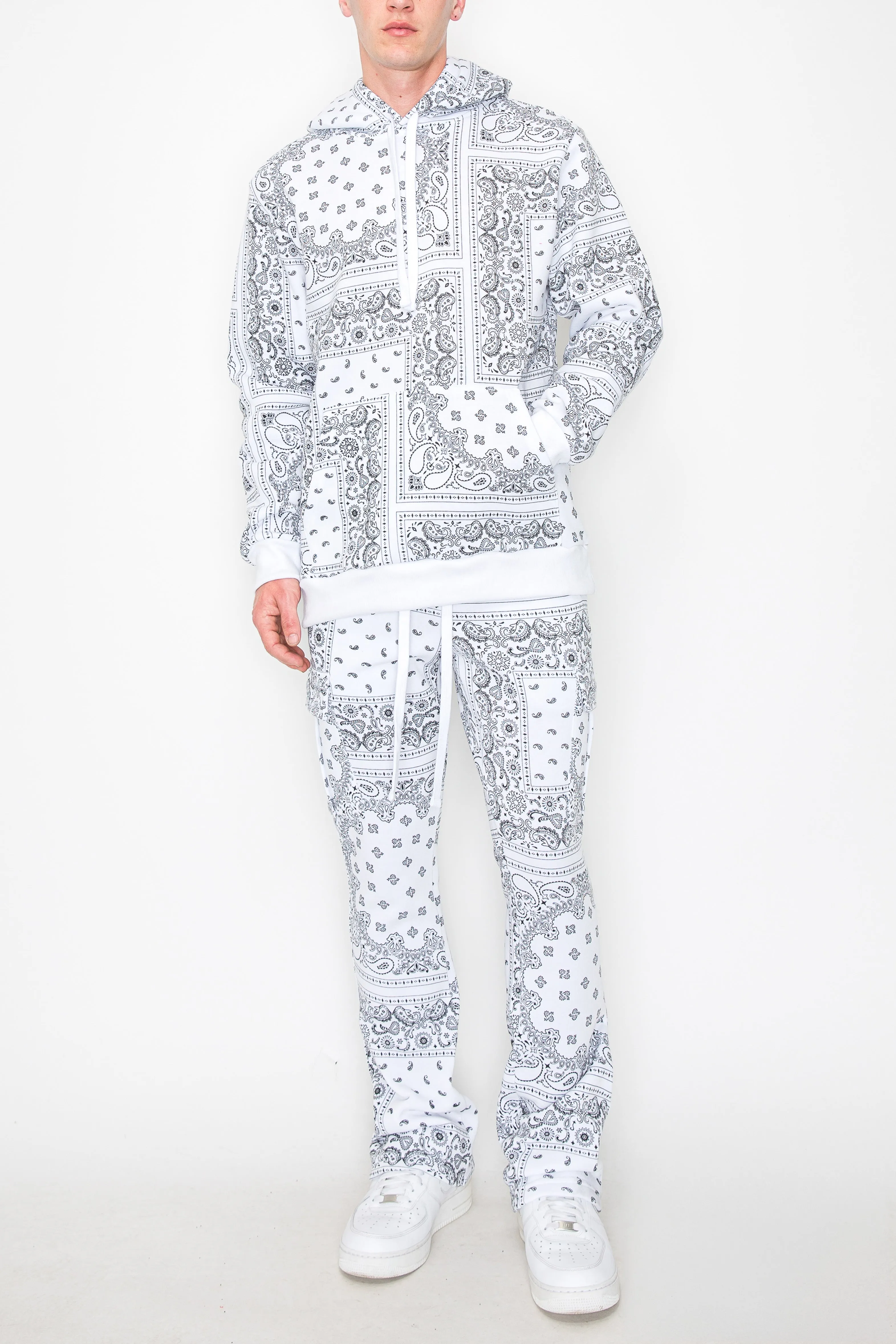 Bandana Pullover Cargo Flared Fleece Set