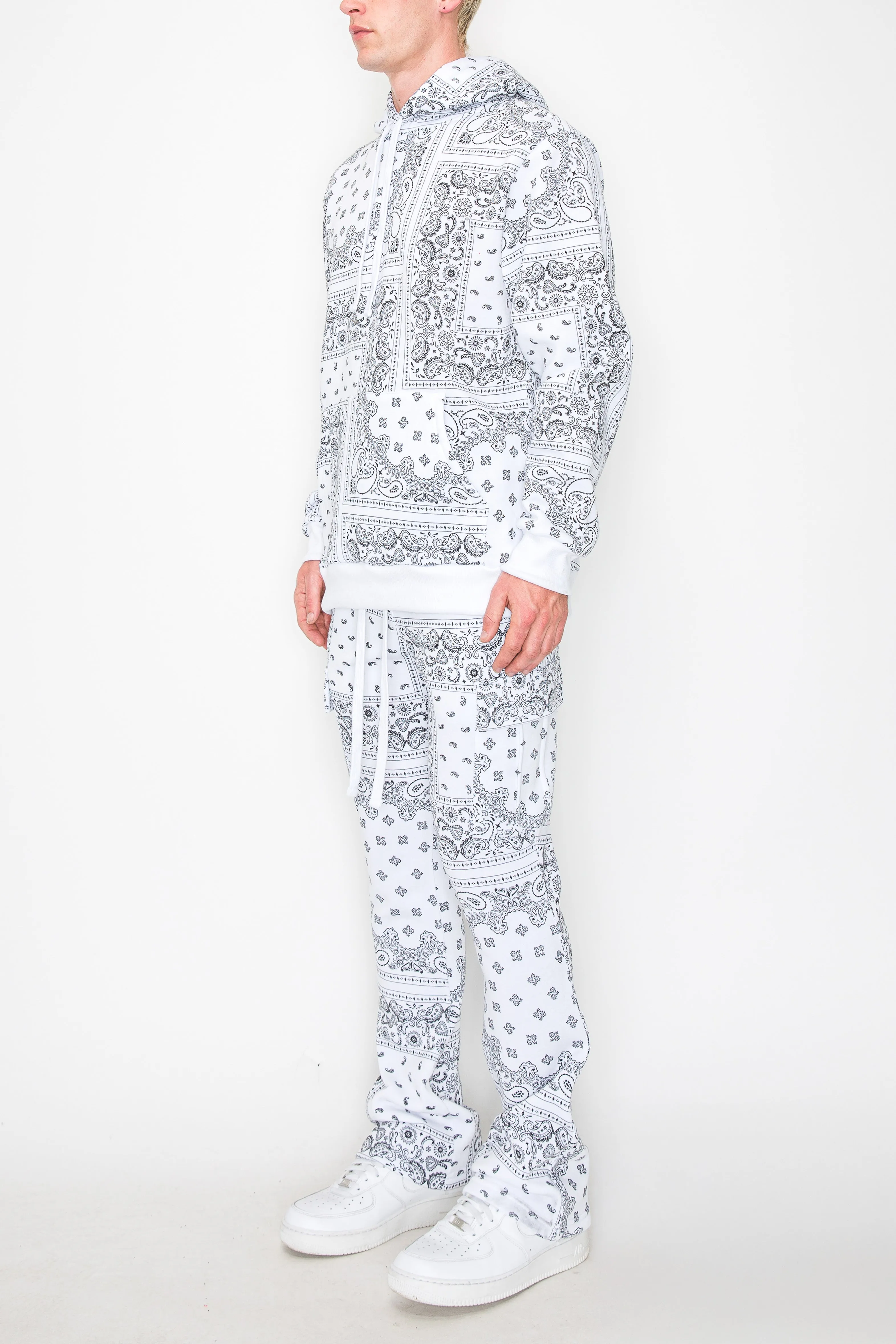 Bandana Pullover Cargo Flared Fleece Set
