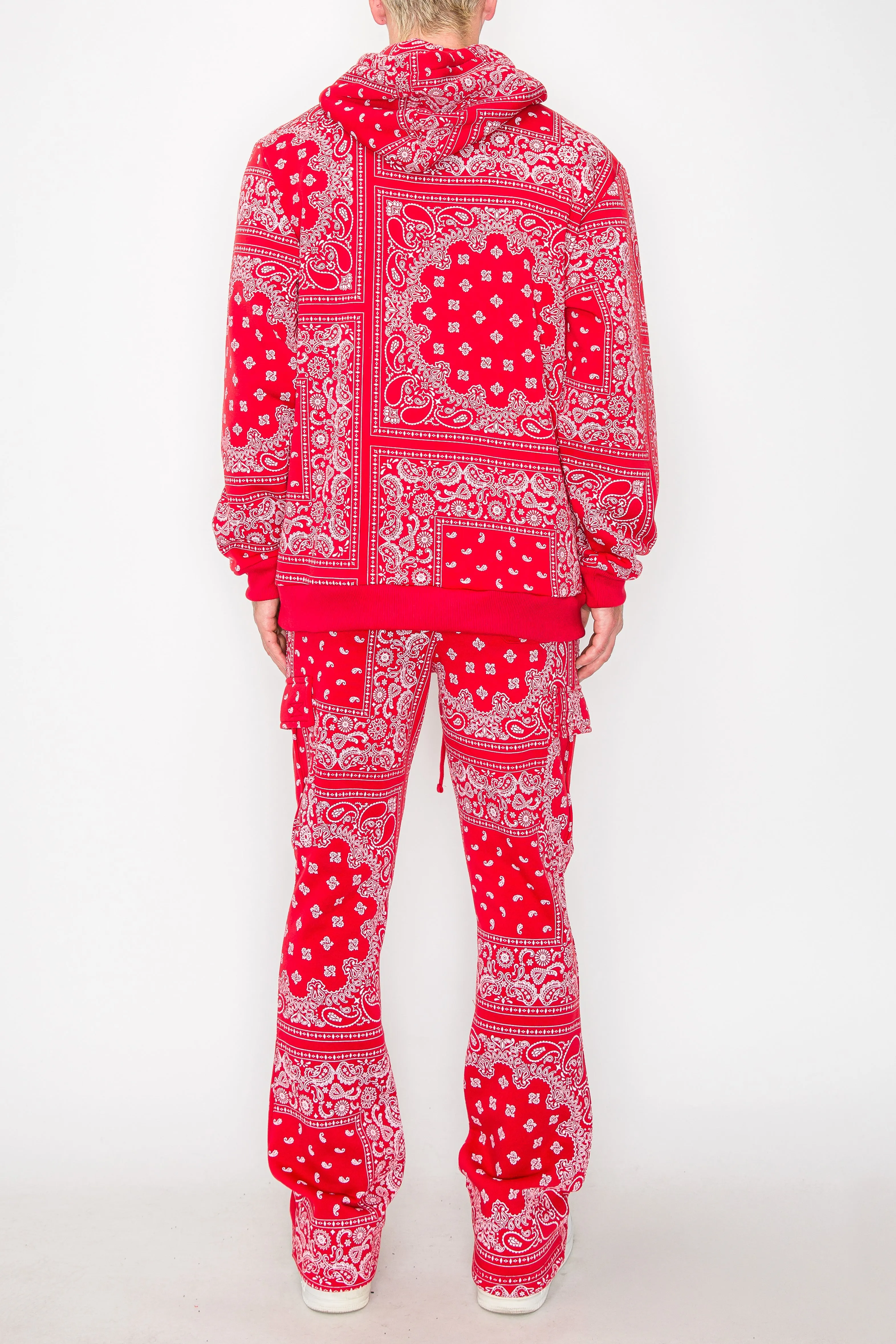 Bandana Pullover Cargo Flared Fleece Set