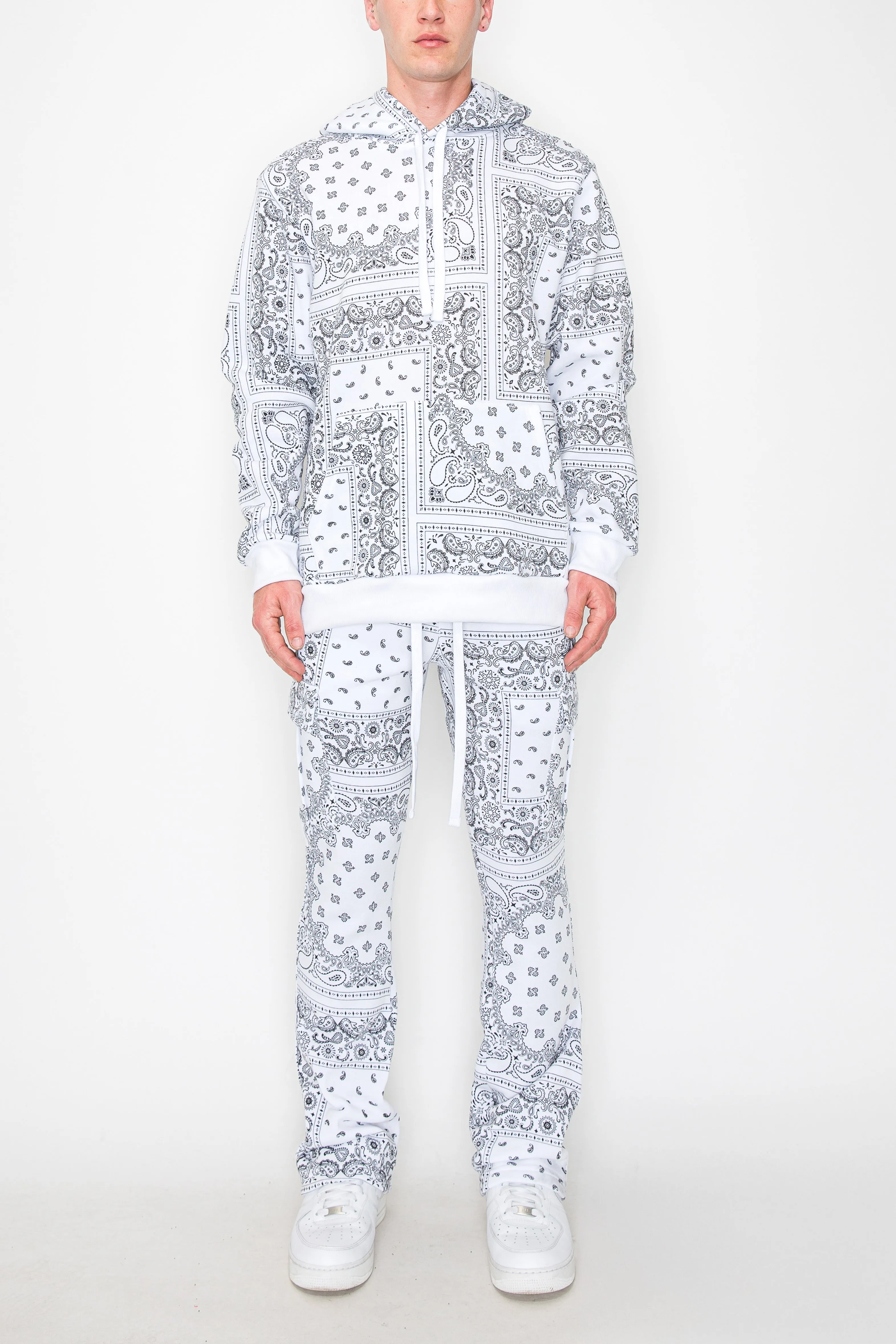 Bandana Pullover Cargo Flared Fleece Set