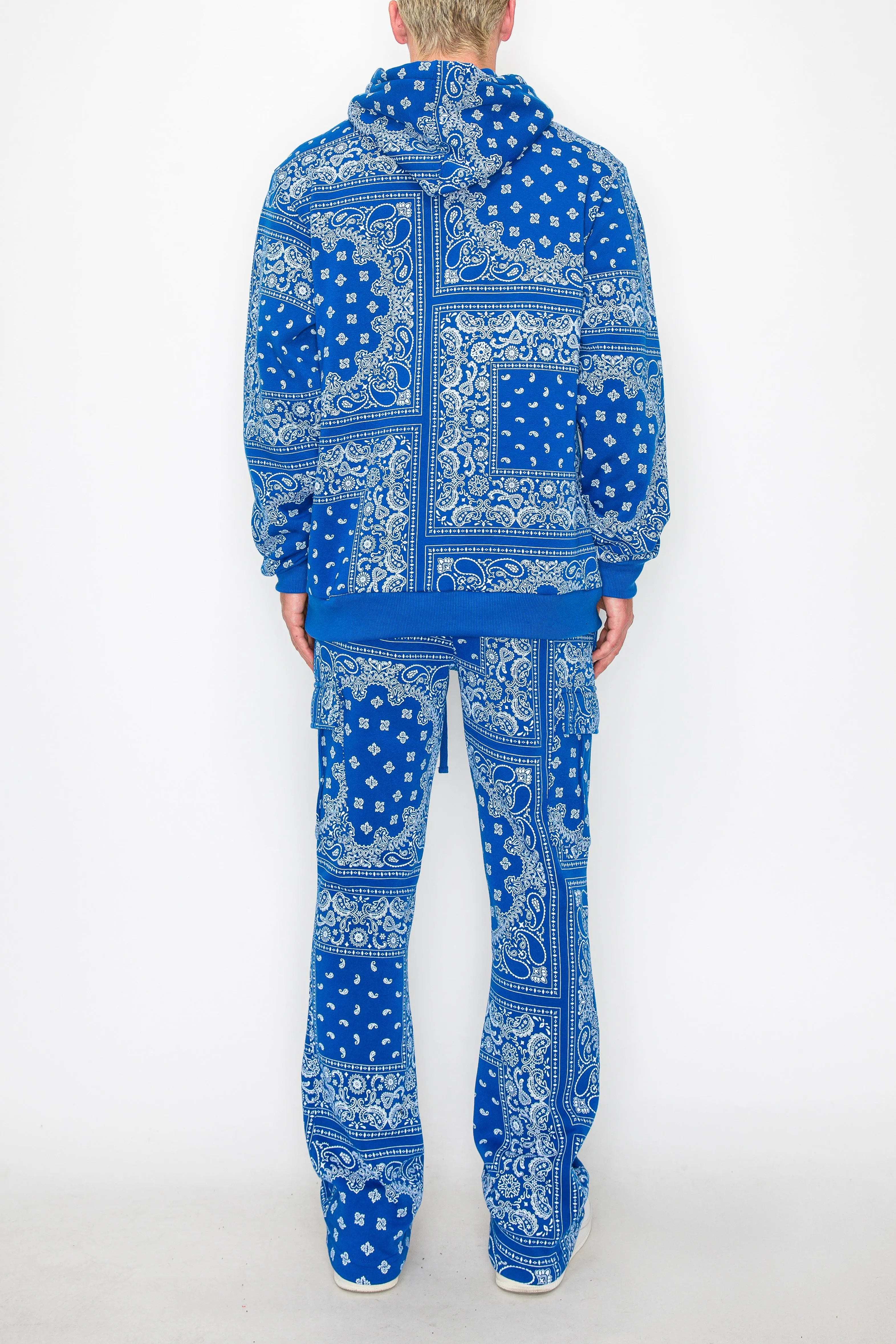 Bandana Pullover Cargo Flared Fleece Set