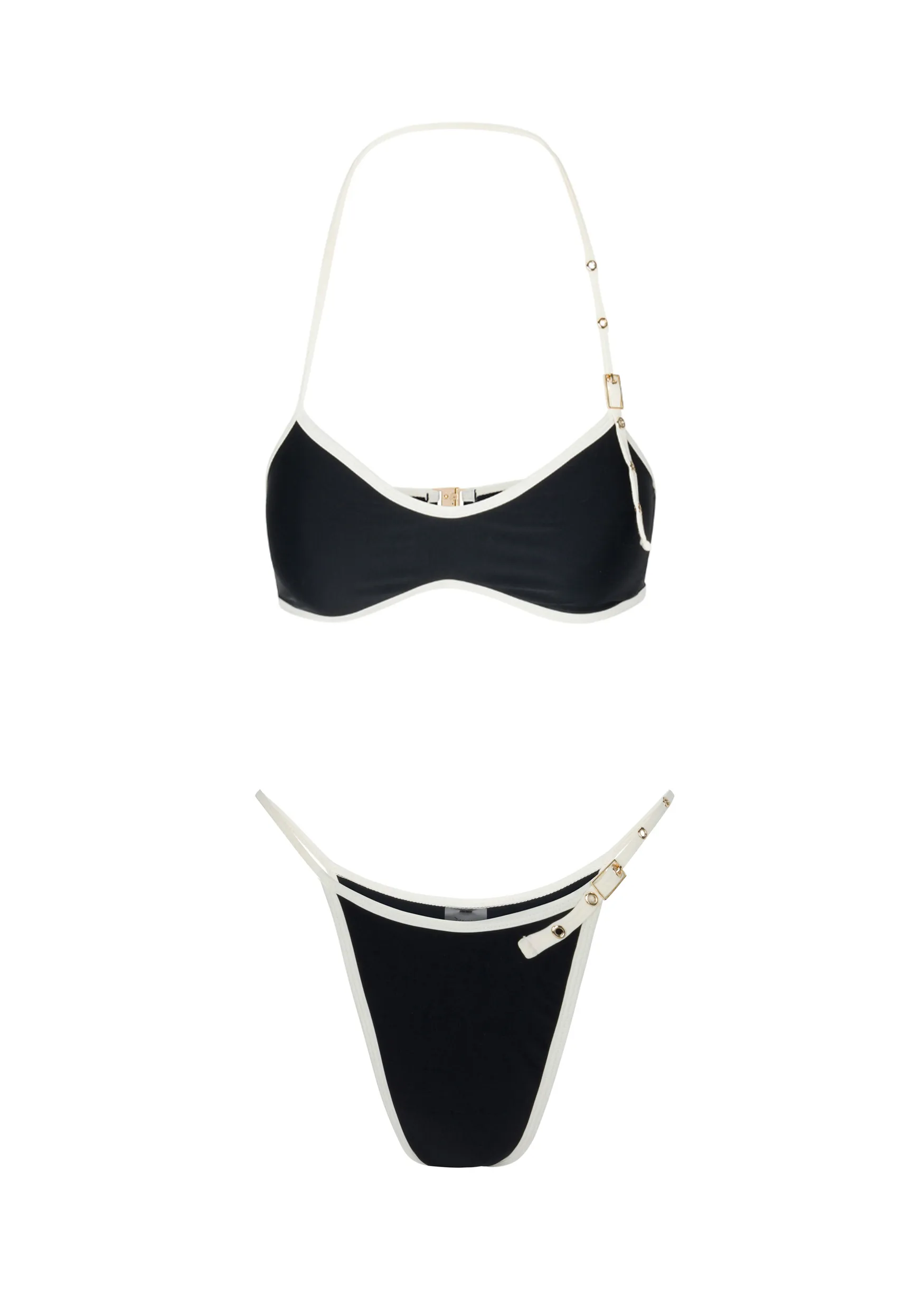 Bardot Buckle Bikini Top | Black