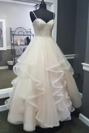 Beaded and Pearls Wedding Dresses Horsehair Skirt