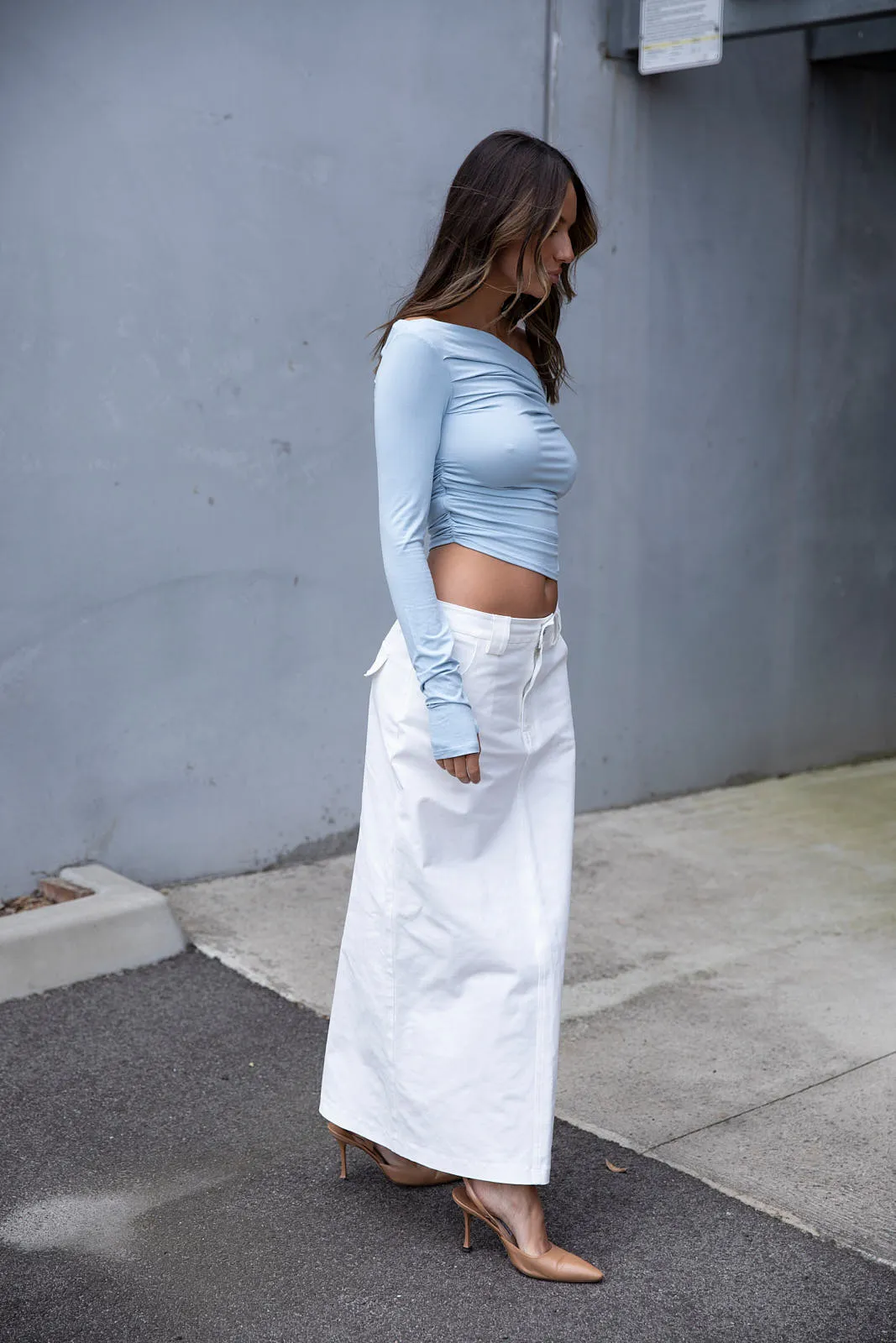 Bella Ruche off The Shoulder Top - Blue