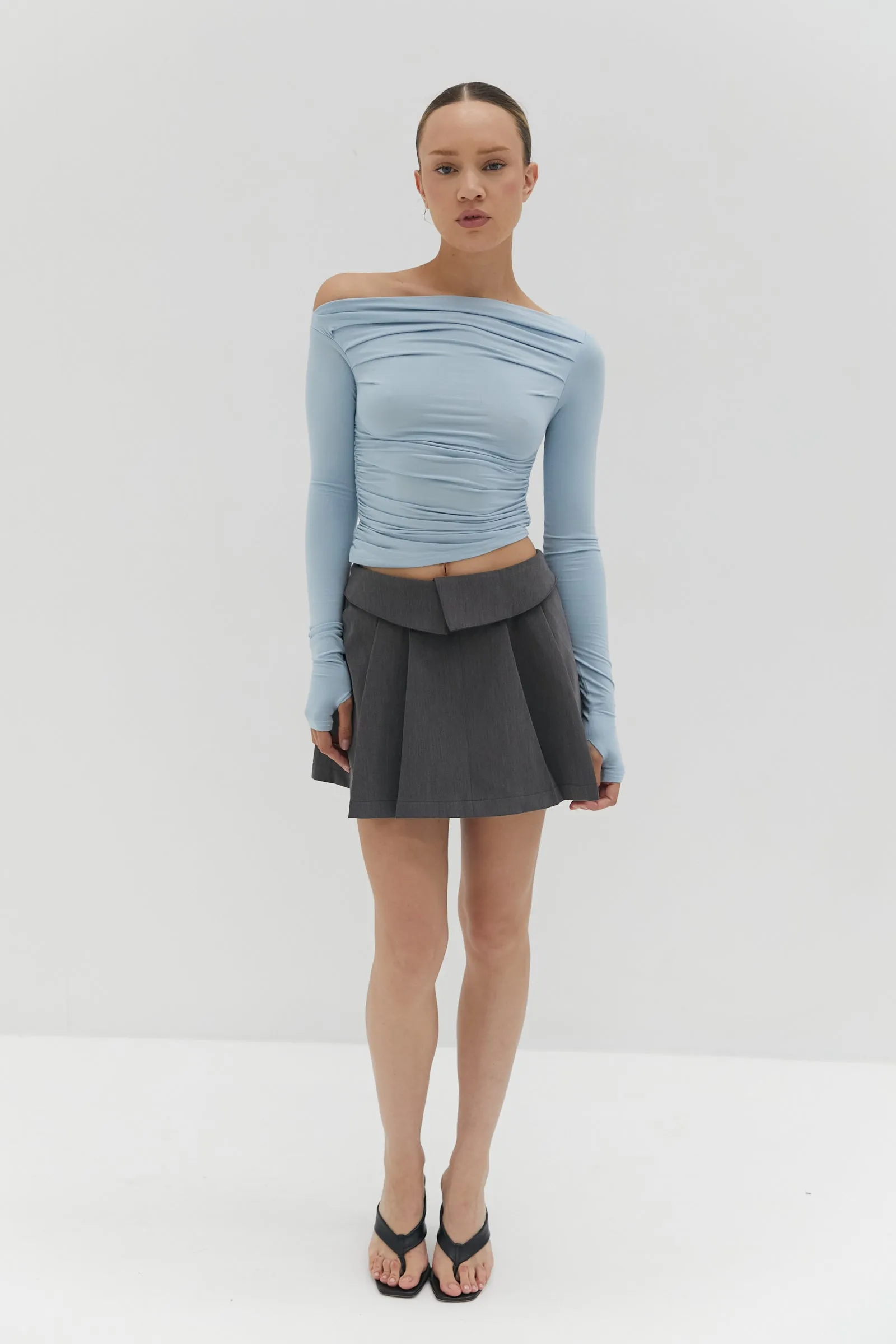 Bella Ruche off The Shoulder Top - Blue