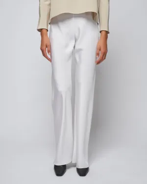 bias wide pant - bright white silk