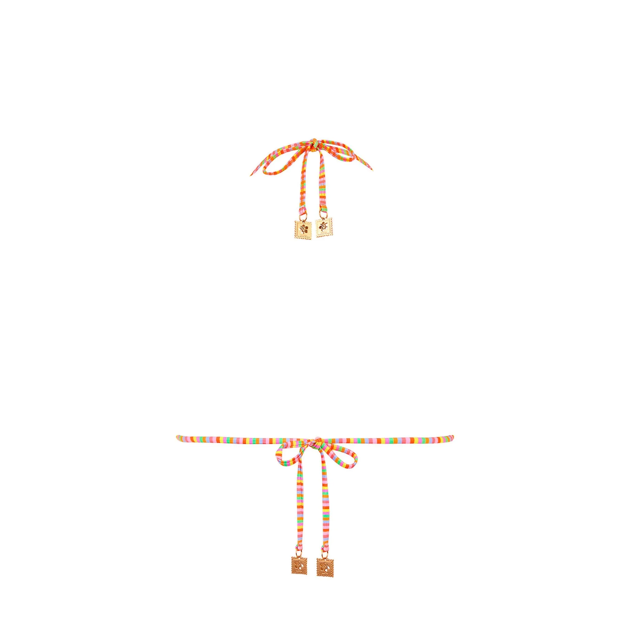 Bind Tie Halter Bikini Top - Sunshine Sorbet