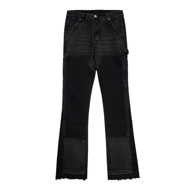 Black Bootcut Raw Hem Jeans Male