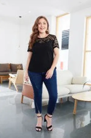 Black Lace Patchwork Top