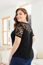 Black Lace Patchwork Top