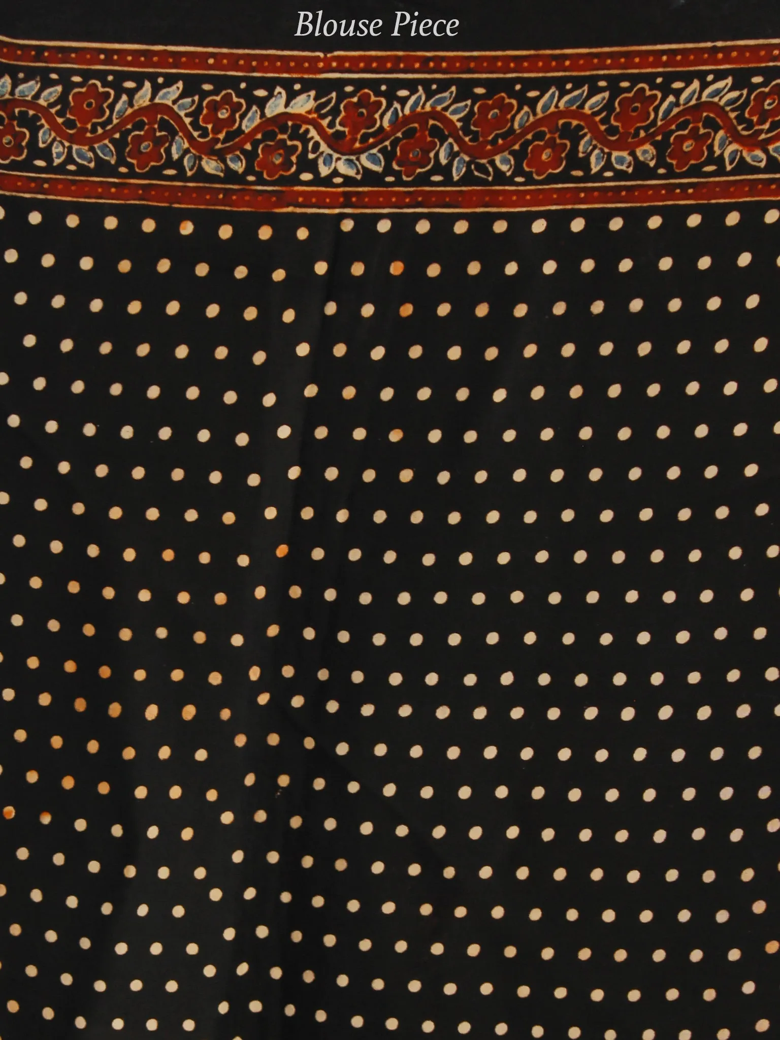 Black Maroon Beige Indigo Ajrakh Hand Block Printed Modal Silk Saree in Natural Colors - S031703346