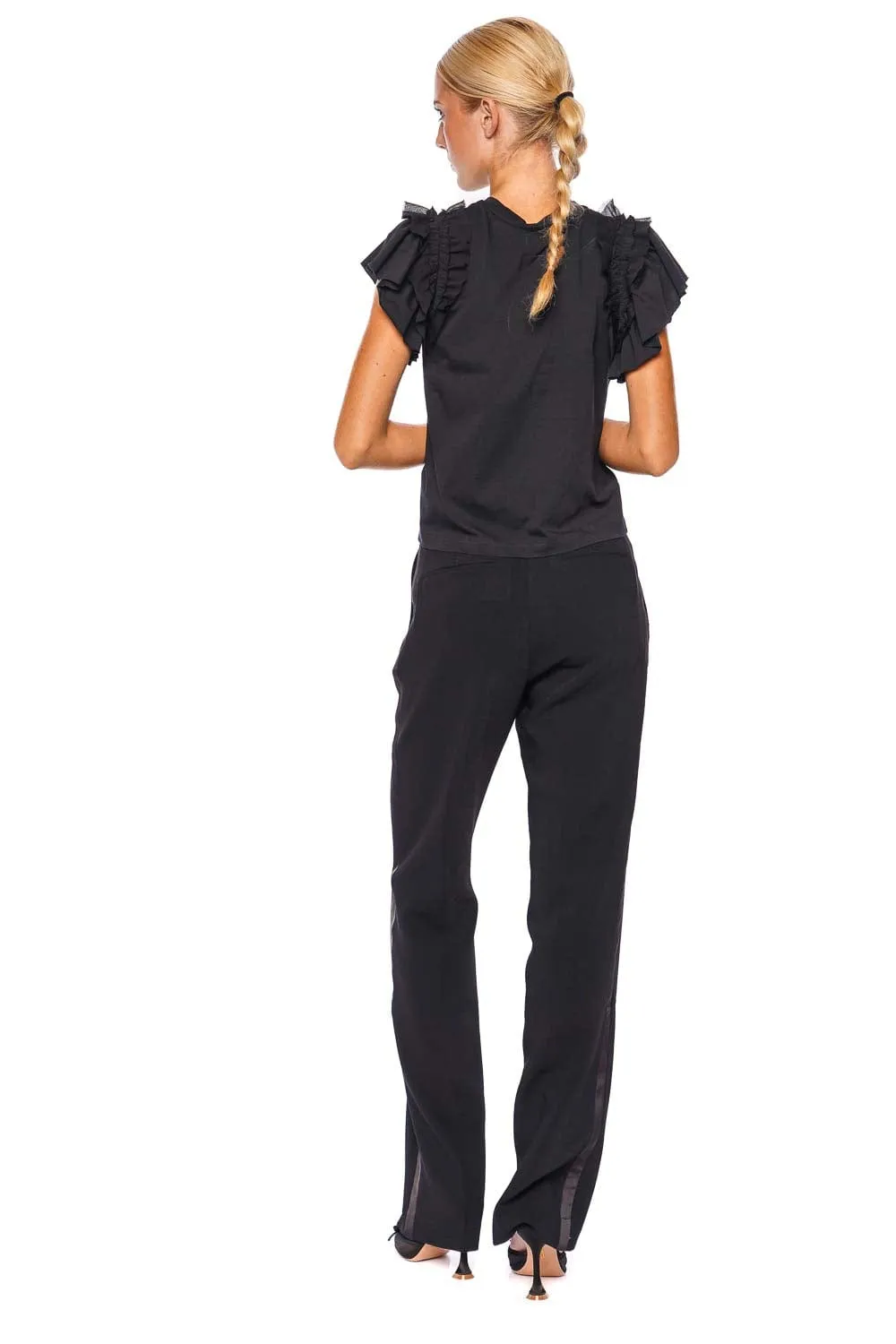 Black Straight Leg Tuxedo Pant