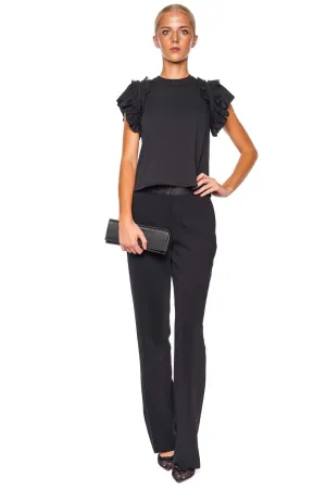 Black Straight Leg Tuxedo Pant