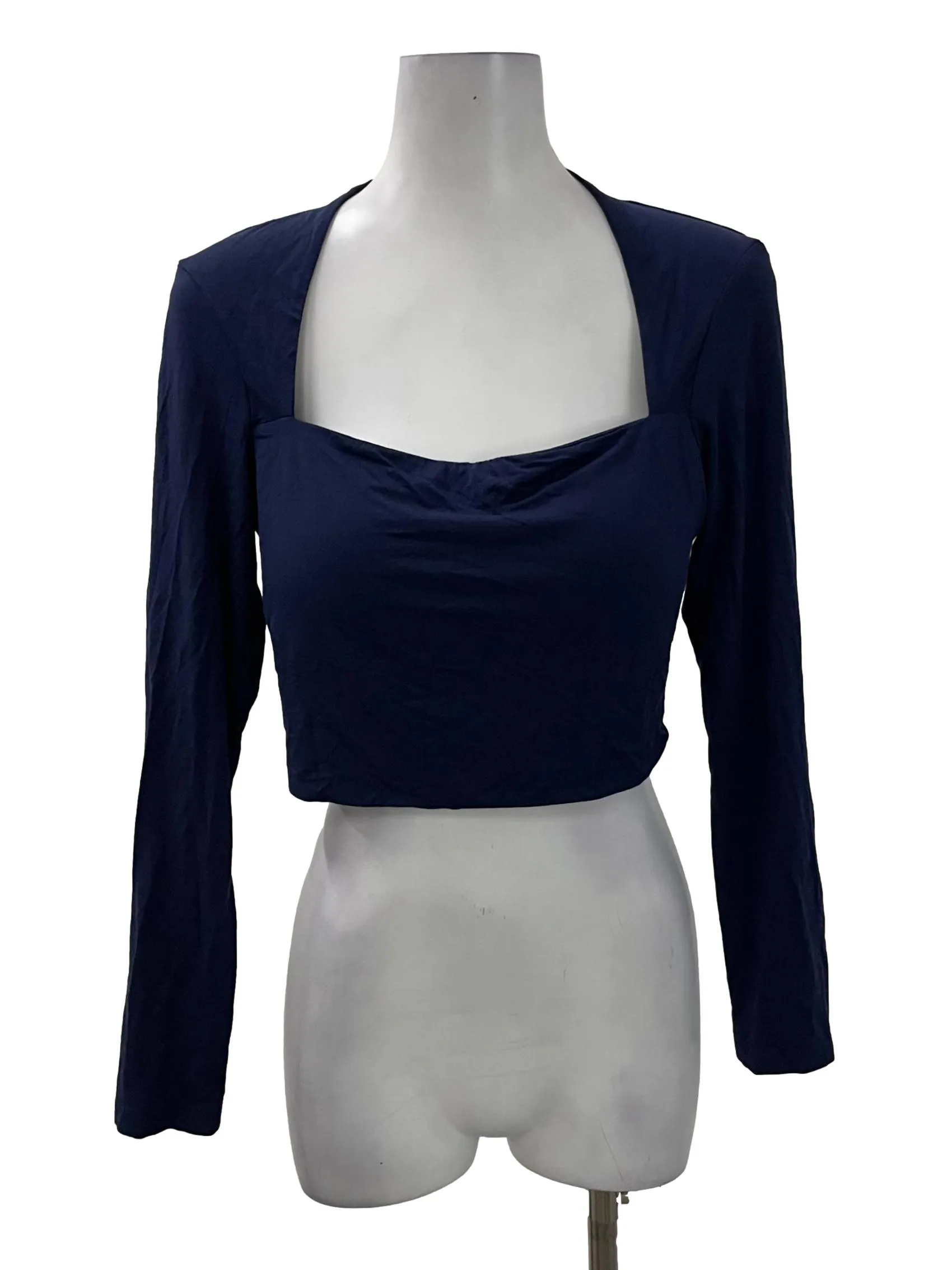 Blue Square Neck Crop Top