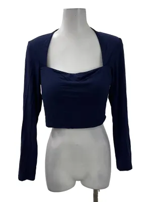 Blue Square Neck Crop Top